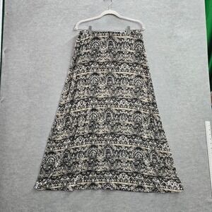 J Jill Women Skirt S‎ Black Beige Geometric Rayon Spandex